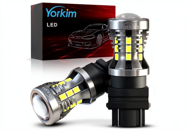 Yorkim 3157 LED Turn Signal Bulb White Pack of 2 6000K 8W Vehicle-0