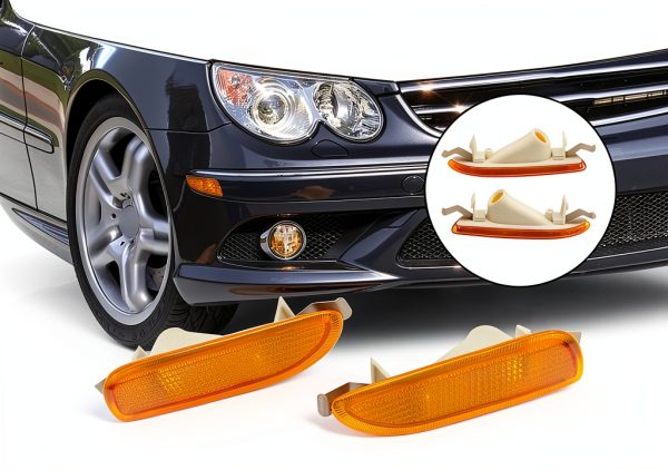 Priprilod Mercedes Side Marker Light Black Amber Waterproof Pair-2