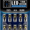 SIR IUS LED 194 LED Bulbs Extremely Super Bright 3030 Chipset for Car truck Interior Dome Map Door Courtesy Marker License Plate Lights Compact Wedge T10 168 2825 Xenon White Pack of 10-0